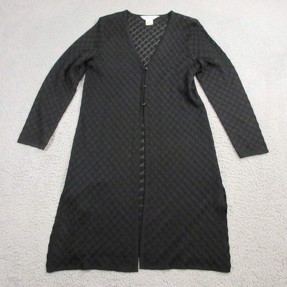 Exclusively‎ Misook Womens Duster Knit Cardigan Sweater Dress size Small Black - Picture 1 of 9